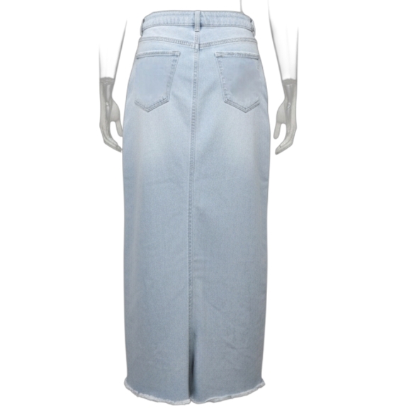 OAT NY Light Wash Denim Pencil Skirt EUC $98 Retail - Picture 5 of 10